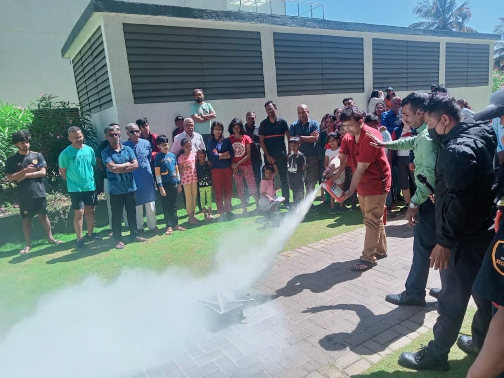 Team photo after practical fire safety training session