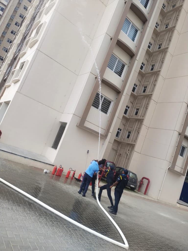 Residential tower hydrant shot